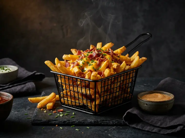 Loaded Fries à la sauce cheddar et poitrine fumée