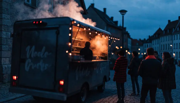 Le camion Ben'K en service à la tombée de la nuit